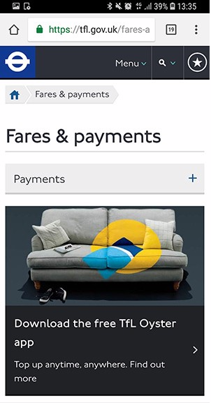 TFL Mobile Breadcrumbs